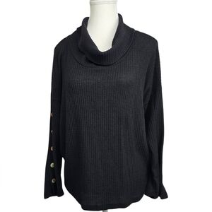 Coin 1804 Charcoal Gray Cowl Neck 3/4 Sleeve Sweater Size 1X